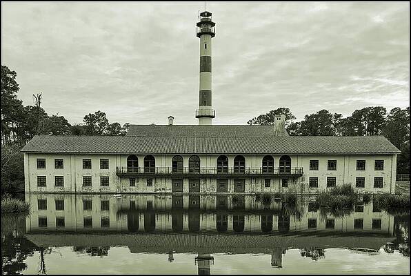 Old Industrial Lighthouse with Reflection Wall Art