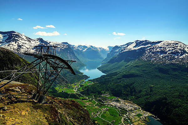 Nature Photograph - Loen And Lake Lovantnet From Mt. Hoven, Norway by Anthony Hightower