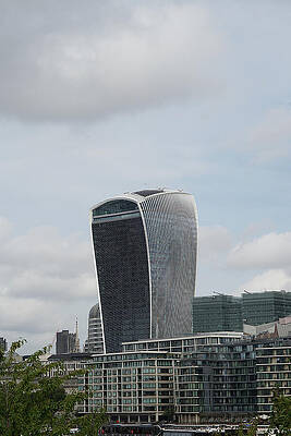 Curved Modern Skyscraper in Cityscape Wall Art