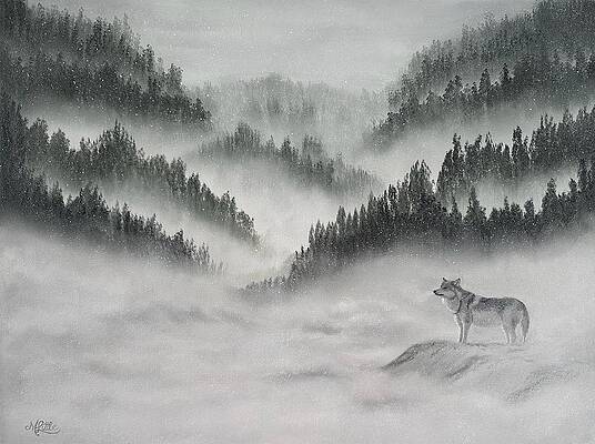 Tree Painting - Lone Wolf by Marlene Little