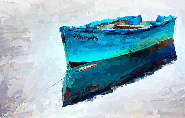 Canada Wall Art featuring the mixed media Lonely Boat Floating - Digital Painting by Tatiana Travelways