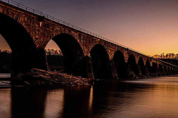 Vibrant Photograph - Looking South Toward Shock's Mill Bridge At Dusk by Anthony Hightower