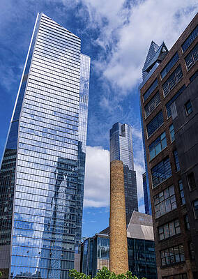 Modern Wall Art featuring the photograph Looking Up At Modern Buildings By Brick Chimney In Hudson Yards, by Steven Heap