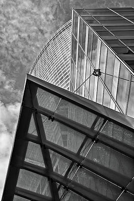Wall Art featuring the photograph Looking Up At The WTC BW by Susan Candelario