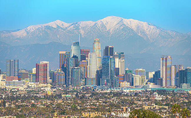 Sky Wall Art featuring the photograph Los Angeles Blue Skyline by Michael Warren