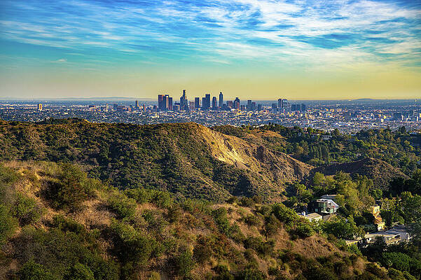 Wall Art featuring the photograph Los Angeles Skyline From Mt. Lee Drive In California, USA by Miroslav Liska