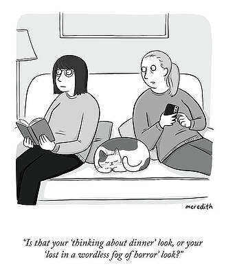 Thinking Wall Art featuring the drawing A Wordless Fog Of Horror by Meredith Southard