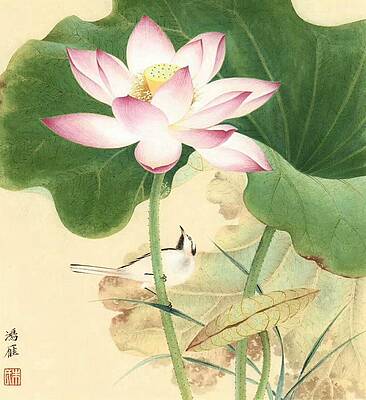 Wall Art featuring the painting Lotus In Breeze No.1 by HongYan
