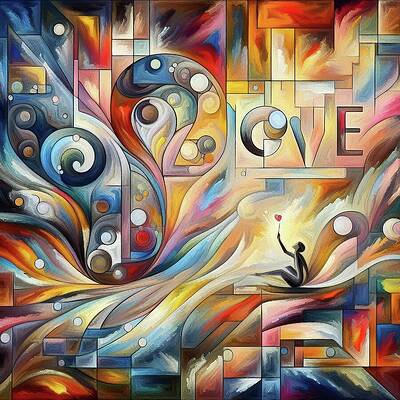 Geometric Wall Art featuring the digital art Love And Light LV1112 by Don Northup