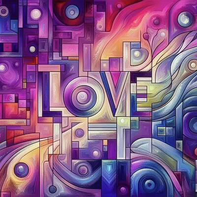 Geometric Wall Art featuring the digital art Love In Geometric Harmony LV1061 by Don Northup
