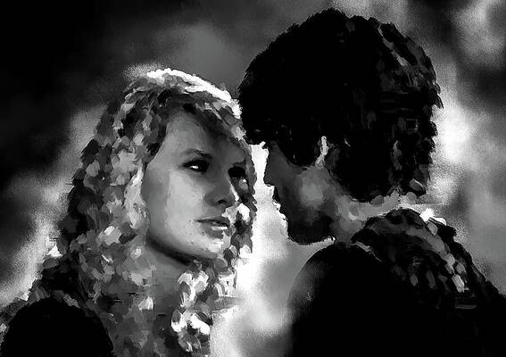 Dramatic Digital Art - Taylor Swift And Travis Kelce Share PDA Filled Moment On Geha Fields At Chiefs Game by Gradify Creations