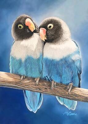 Wall Art featuring the pastel Lovebirds by Marlene Little