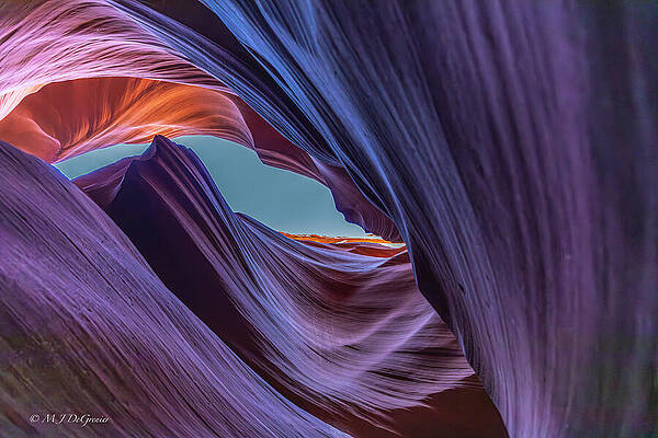 Wall Art featuring the photograph Lower Antelope Canyon Looking Skyward by Michael DeGrenier