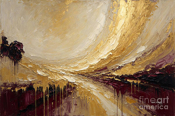 Golden Abstract Landscape Wall Art