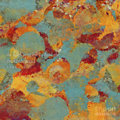 Wall Art featuring the painting Luke 4 18 Square Christian Art, The Spirit Of The Lord Is Upon Me by Mark Lawrence