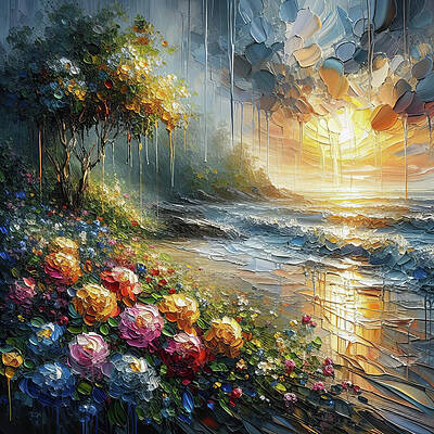 Digital Art - Luminous Garden At Sunset by Deb Beausoleil