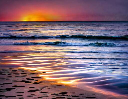 Reflection Digital Art - Luminous Sunset by Eris And AI