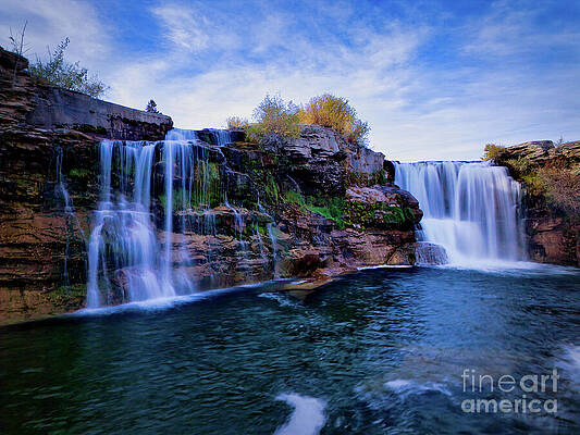 Cascading Waterfall in Scenic Landscape Wall Art