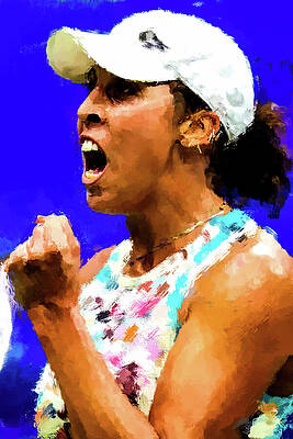 Sports Wall Art featuring the digital art Madison Keys Stuns Iga Swiatek by Gradify Creations