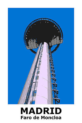 Spain Wall Art featuring the digital art Madrid Faro De Moncloa Retro Style Poster by Richard Reeve