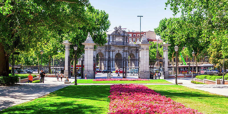 Wall Art featuring the photograph Madrid Park Entrance, Spain by Tatiana Travelways