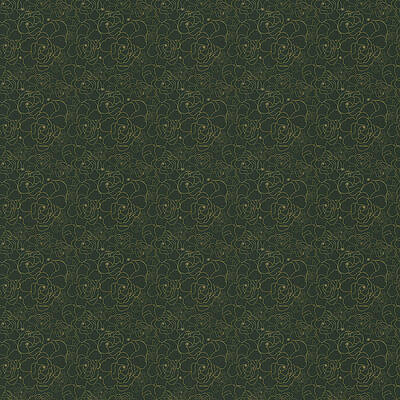 Pattern Mixed Media - Magnolia Gold Line Art On Forest Green, Majestic Magnolia Collection by Elizabeth Reich