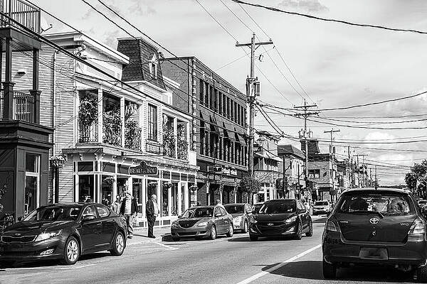 Wall Art featuring the photograph Main Street Magog, Quebec - BW by Tatiana Travelways