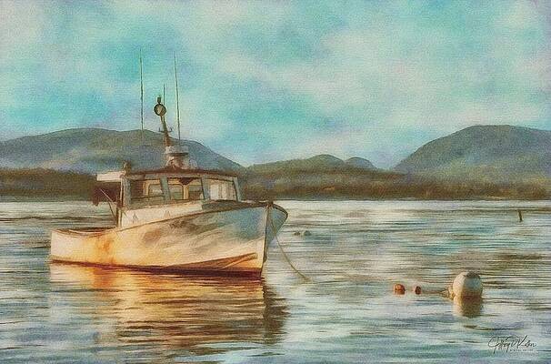 Reflection Wall Art featuring the painting Maine Boats 1 by Jeffrey Kolker