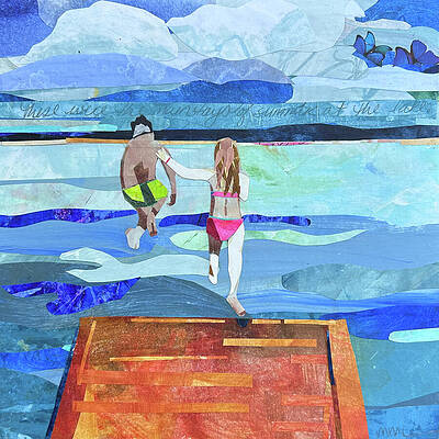 Children Jumping into a Lake Wall Art
