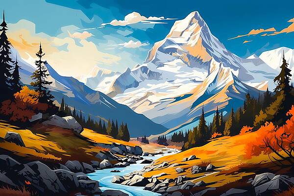Bold Digital Art - Majestic Alps In Pop Art Style No 2 by Andre Petrov