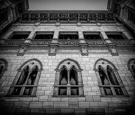 California Photograph - Majestic Architecture Of Hearst Castle BW by John Twynam