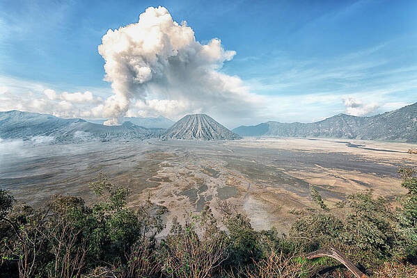 Majestic Mount Bromo Erupting Photograph