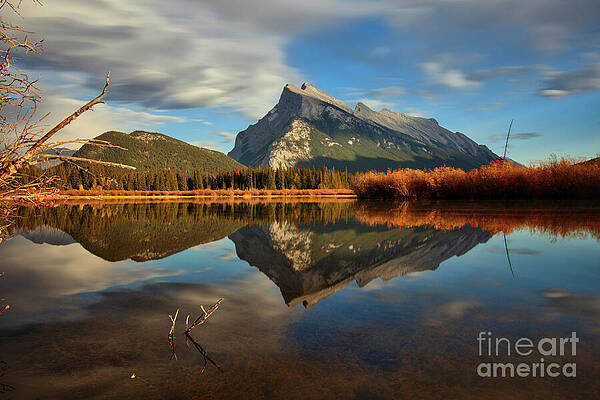 Majestic Mountain Reflection at Sunset Photograph