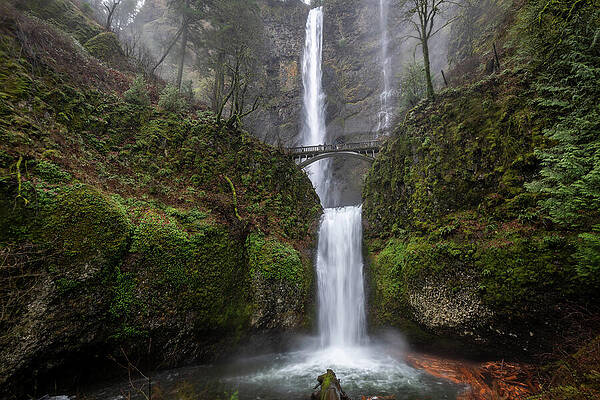 Majestic Waterfall Beneath Stone Bridge Wall Art