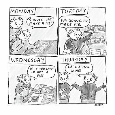 Recipe Drawing - Making A Pie by Sarah Kempa