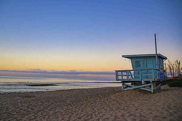 Wall Art featuring the photograph Malibu Lifeguard Tower At Sunrise by Matthew DeGrushe