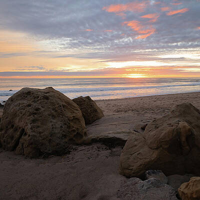 Wall Art featuring the photograph Malibu Sunset Between The Rocks by Matthew DeGrushe