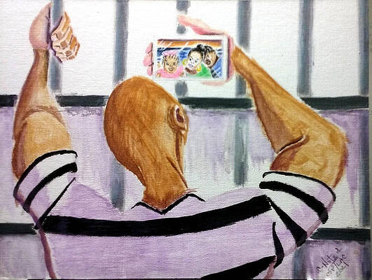Wall Art featuring the drawing Man In The Mirror by Donald C-Note Hooker