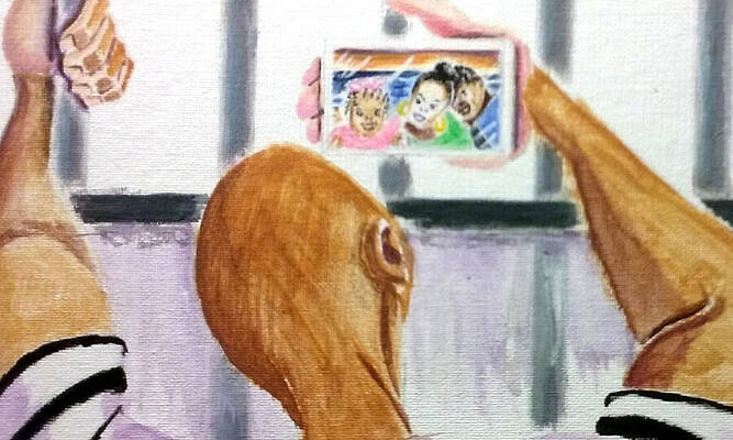 Wall Art featuring the drawing Man In The Mirror Highlighted by Donald C-Note Hooker
