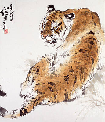 Asian Wall Art featuring the painting Manchurian Tiger I by Liu Jiyou