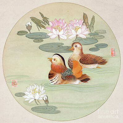 China Painting - Mandarin Ducks by Sun Chuanzhe