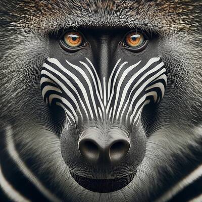 Mandrill with Zebra Stripes by David Manlove