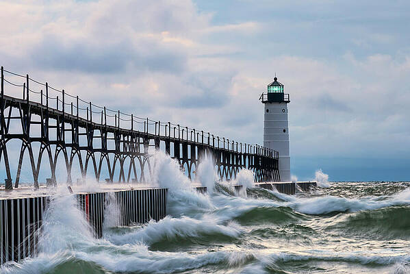 History Photograph - Manistee North Pier Light by Michael Collins