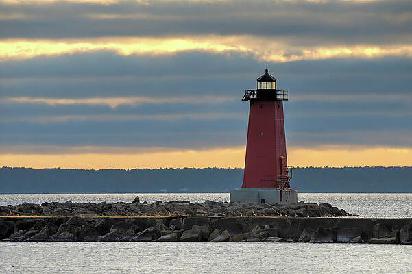 Fall Wall Art featuring the photograph Manistique East Breakwater Light by Michael Collins
