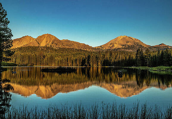 California Wall Art featuring the photograph Manzanita Lake--Golden Hour by Tim Lyden