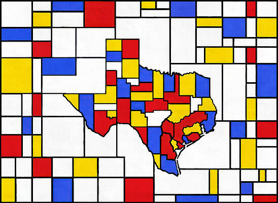 Abstract Texas Map Design Wall Art