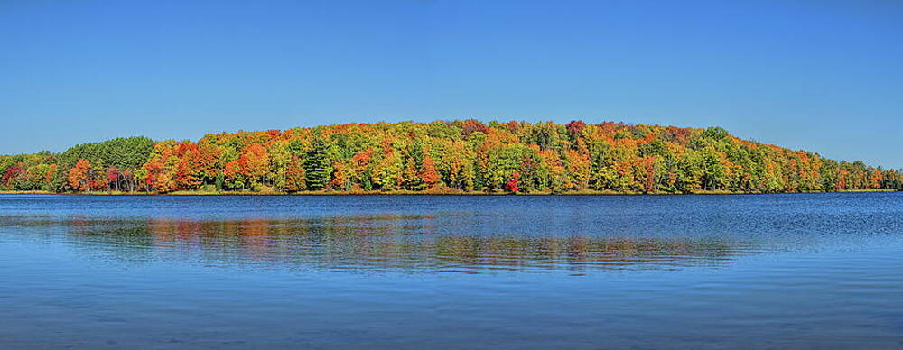 Wis Photograph - Maple Lake Autumn Panorama by Dale Kauzlaric