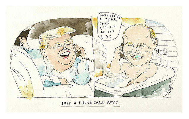 Phone Painting - Mar A Lago Calling Moscow by Barry Blitt