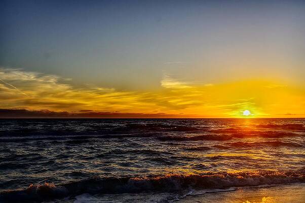 Wave Photograph - Marbella Sunset With Dark Sea by Murray Croft