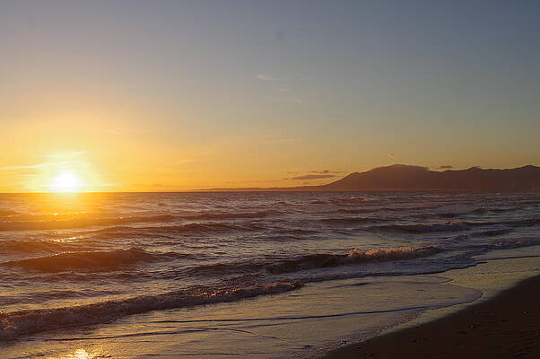 Wave Photograph - Marbella Sunset With Waves by Murray Croft